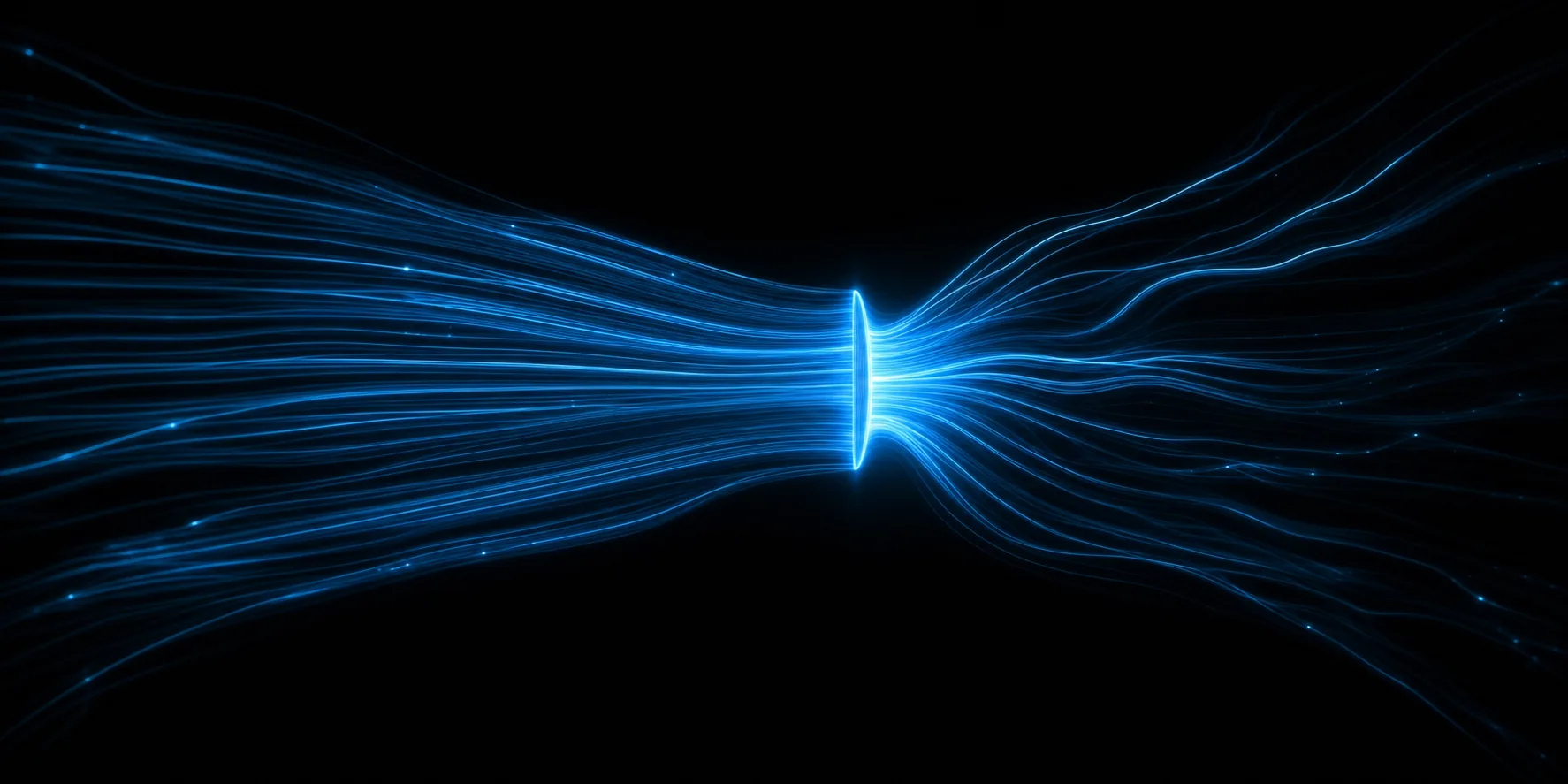 Light streams converging through a narrow gate
